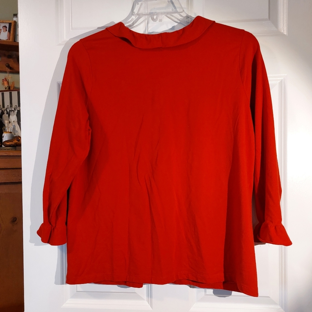 Lauren Ralph Lauren Red Ruffled V-neck Top 1X EUC - Picture 4 of 10